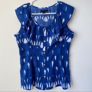 Banana Republic Blue and White Sleeveless Blouse